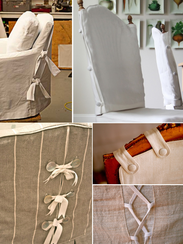 Examples of slipcover closure details.