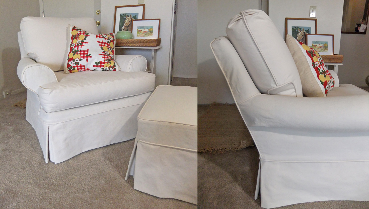 Custom Slipcovers in Natural Canvas