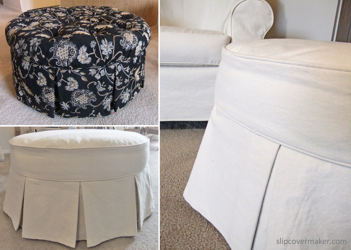 Natural Denim Ottoman Slipcover