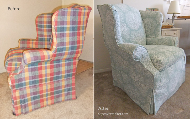 Coral Print Slipcover for Ethan Allen Chair