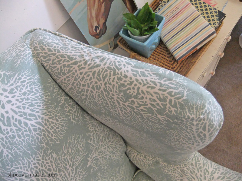 Coral Print Slipcover Close Up by Karen Powell