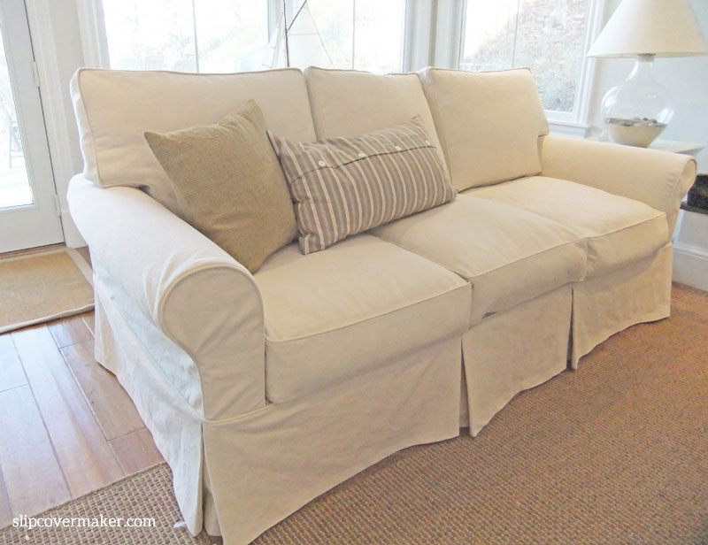 Washable Natural Denim Slipcovers for Lakeside Living