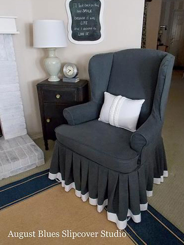 Armchair Slipcovers with Soft & Loose Pleated Skirt
