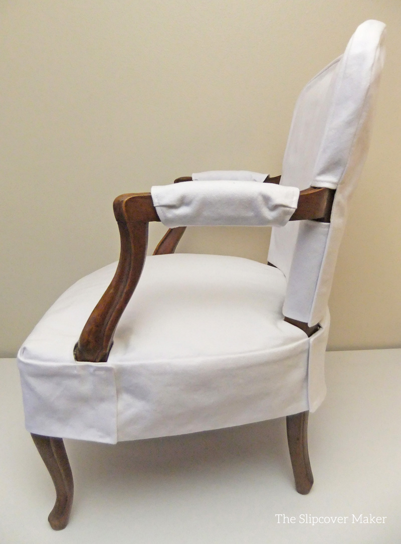 French Chair Slipcover in White Denim