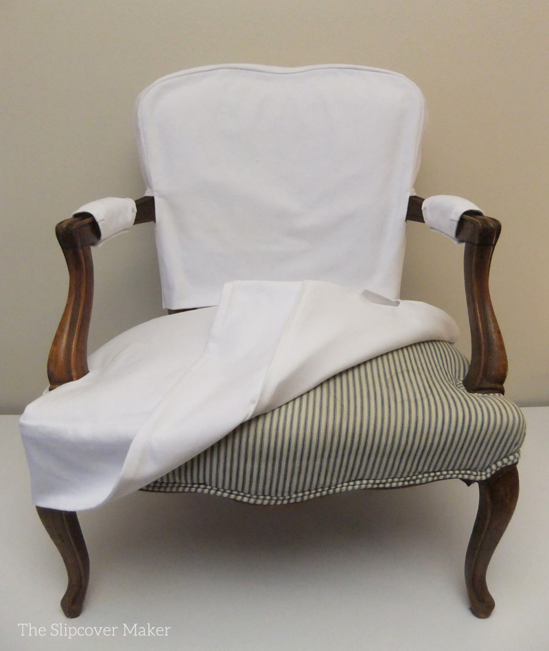 Simple White Denim Slipcover for French Chair