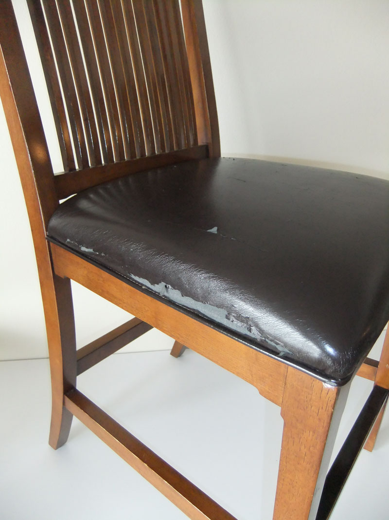 Makeover for torn leather dining room chairs.