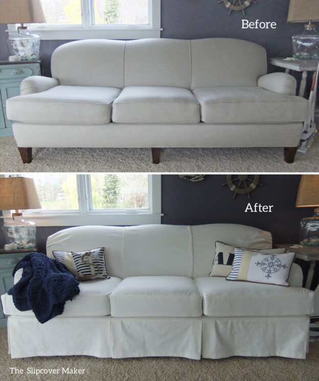 White Denim Slipcover For Art Van Scarlett Sofa