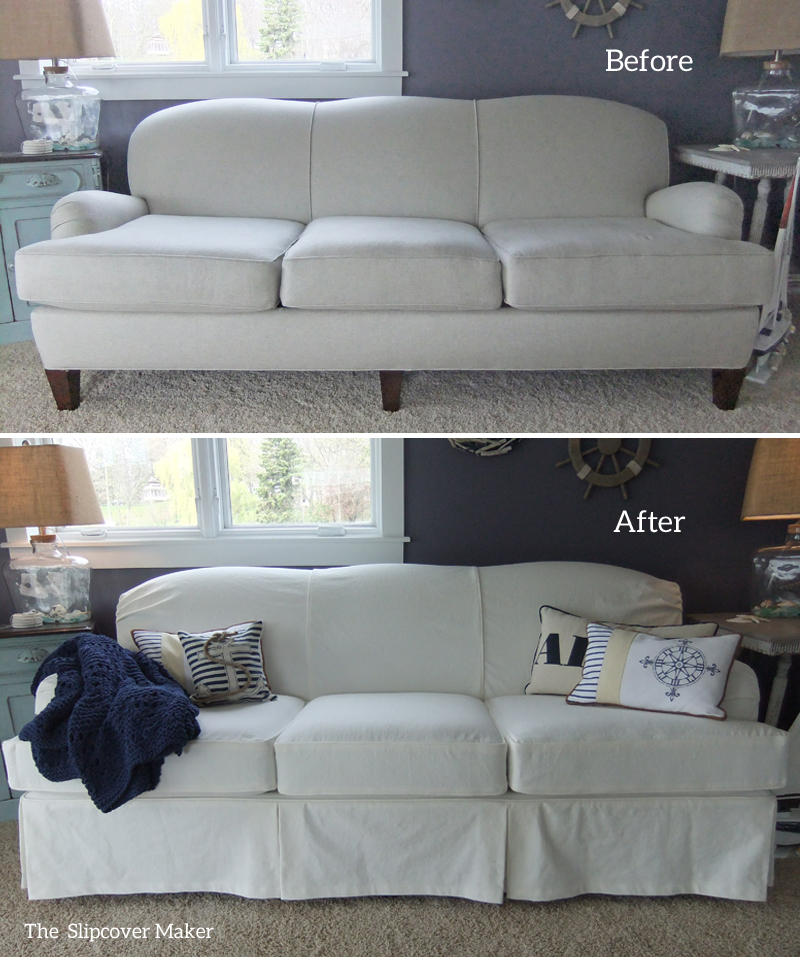 White denim deals slipcovered sofa