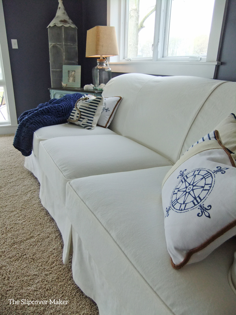 Subrtex Textured Grid Denim Blue Jacquard Loveseat Slipcover 70-in W x  41-in H x 42-in D in the Slipcovers department at Lowes.com