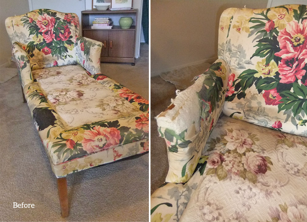 White Denim Slipcover for Vintage Chaise