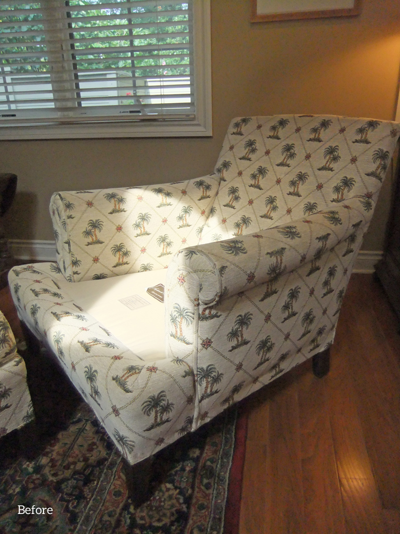 armchair before paisley slipcover