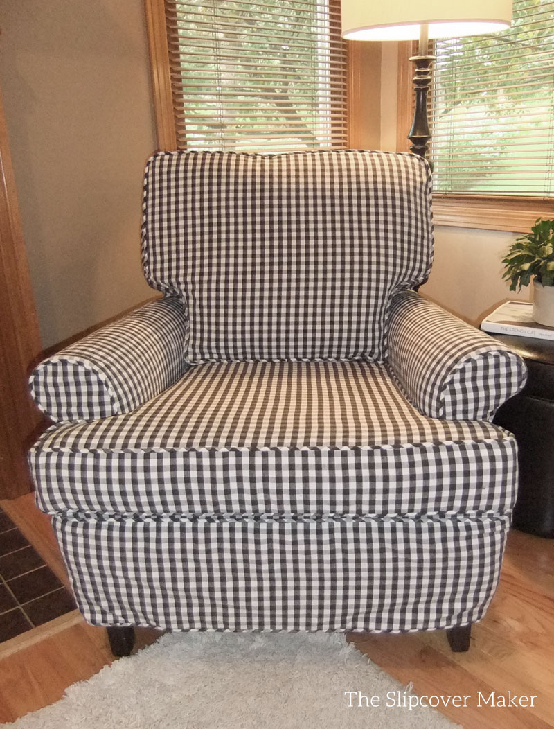 Charcoal Gingham Chair Slipcover