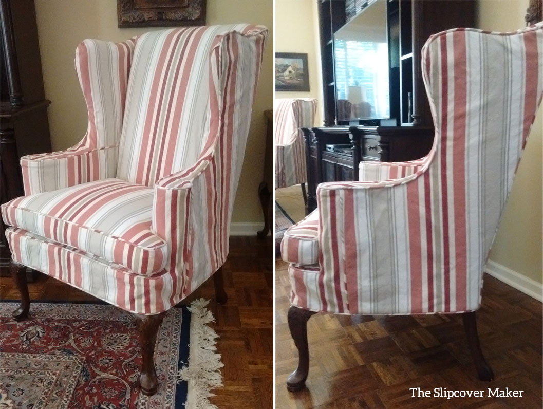 striped wingback chair