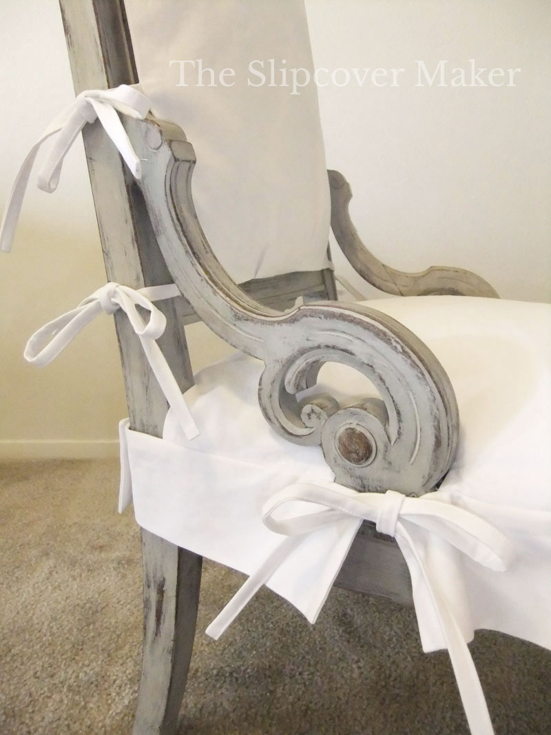 White Chino Twill Slipcover for French Chair