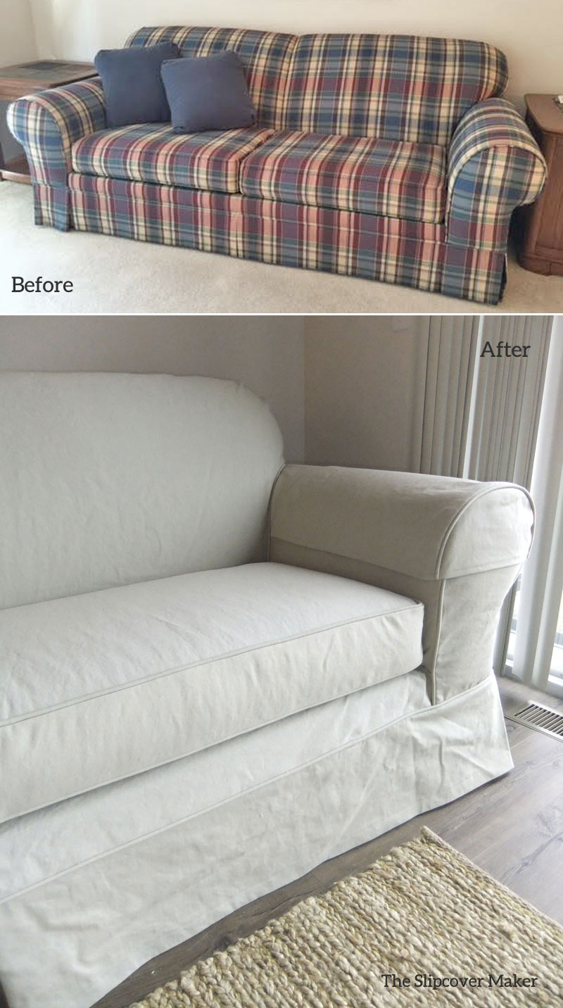 Khaki Denim Replacement Sofa Slipcover