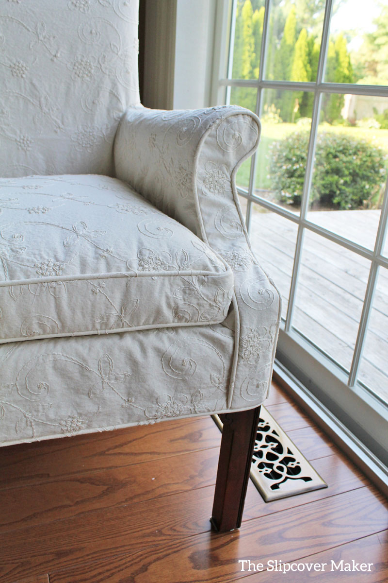 Dining Chair Dressed Up in Embroidered Slipcover – The Slipcover Maker