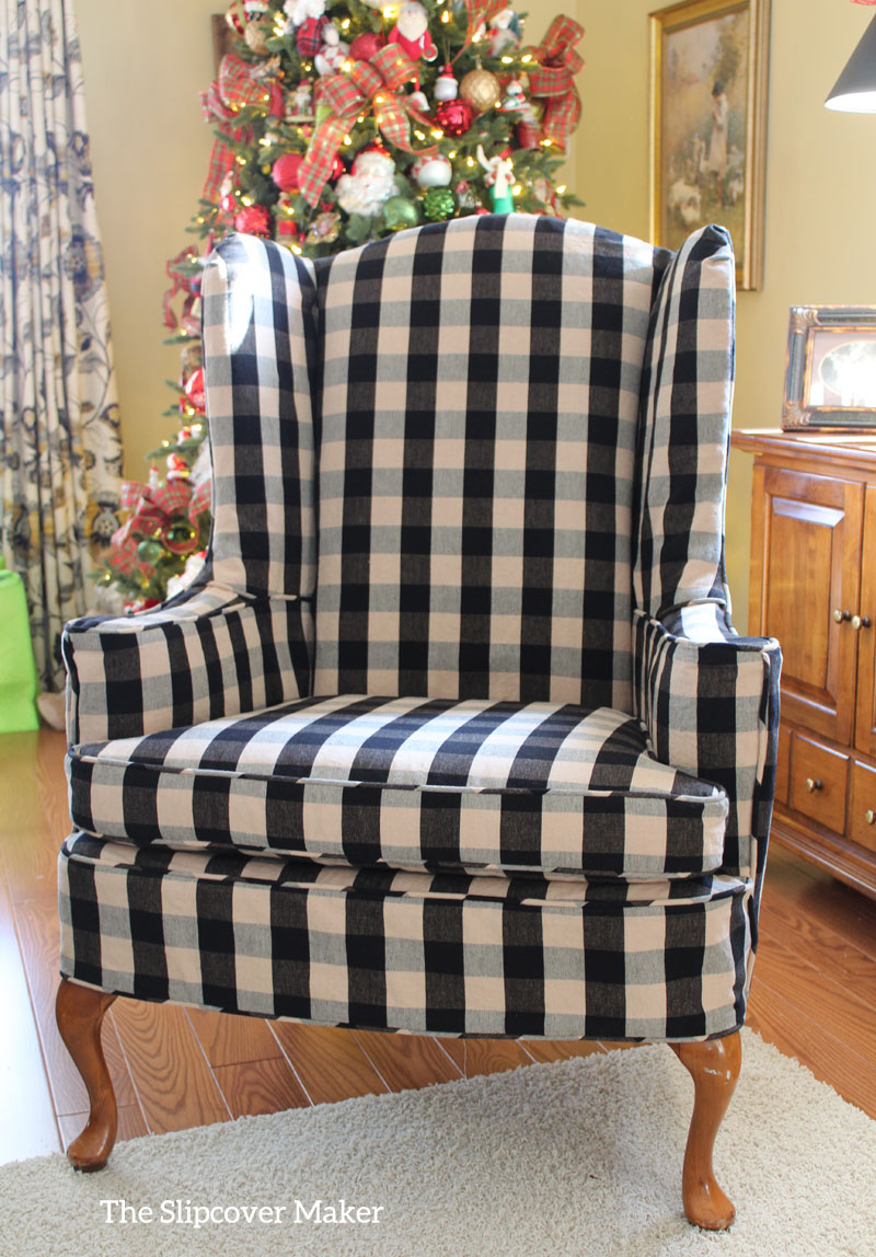 Wing Chair Slipcover in Buffalo Check