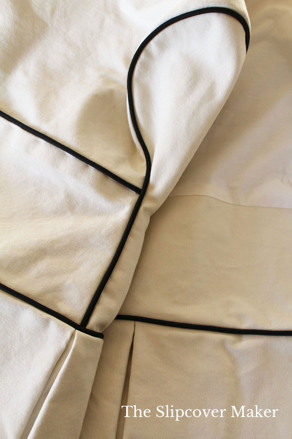 Soft Cream Denim Slipcover with Black Welt Cord