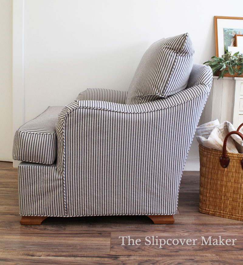 Navy Natural Ticking Slipcover