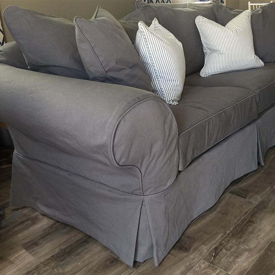Grey Denim Sofa Slipcovers by Shelley
