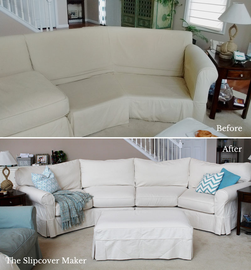 Sectional Slipcover Natural Denim