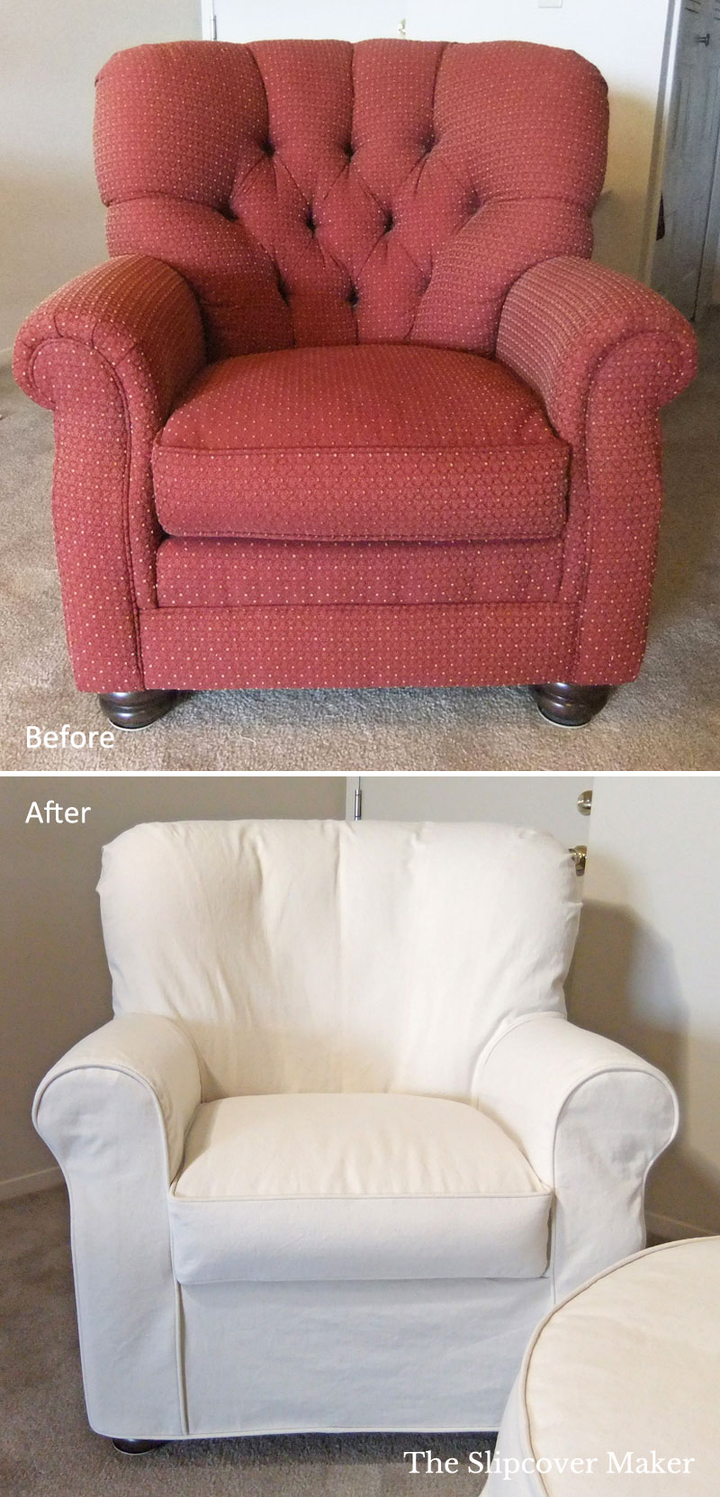 Club Chair Custom Slipcover Natural Denim