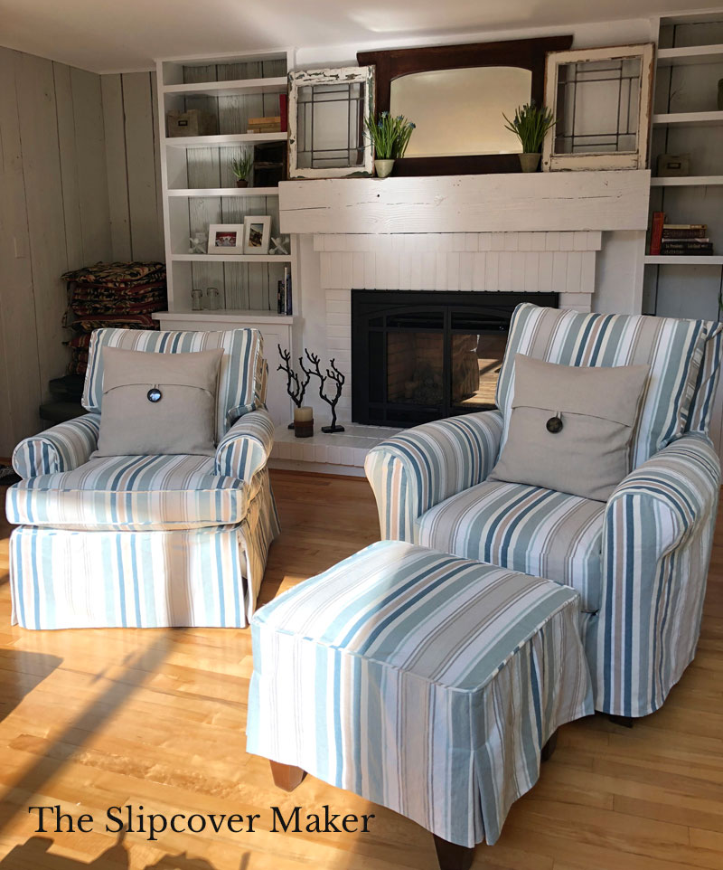 Cotton Awning Stripe Chair Slipcovers