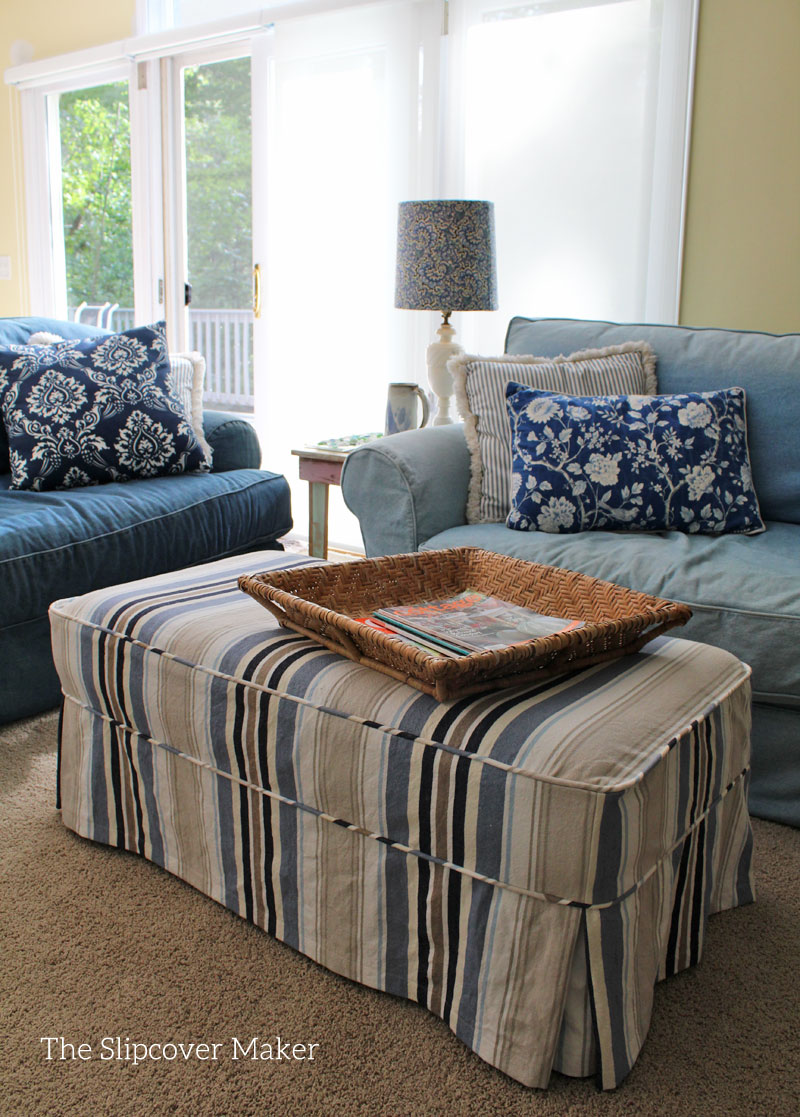 Awning Stripe Ottoman Slipcover