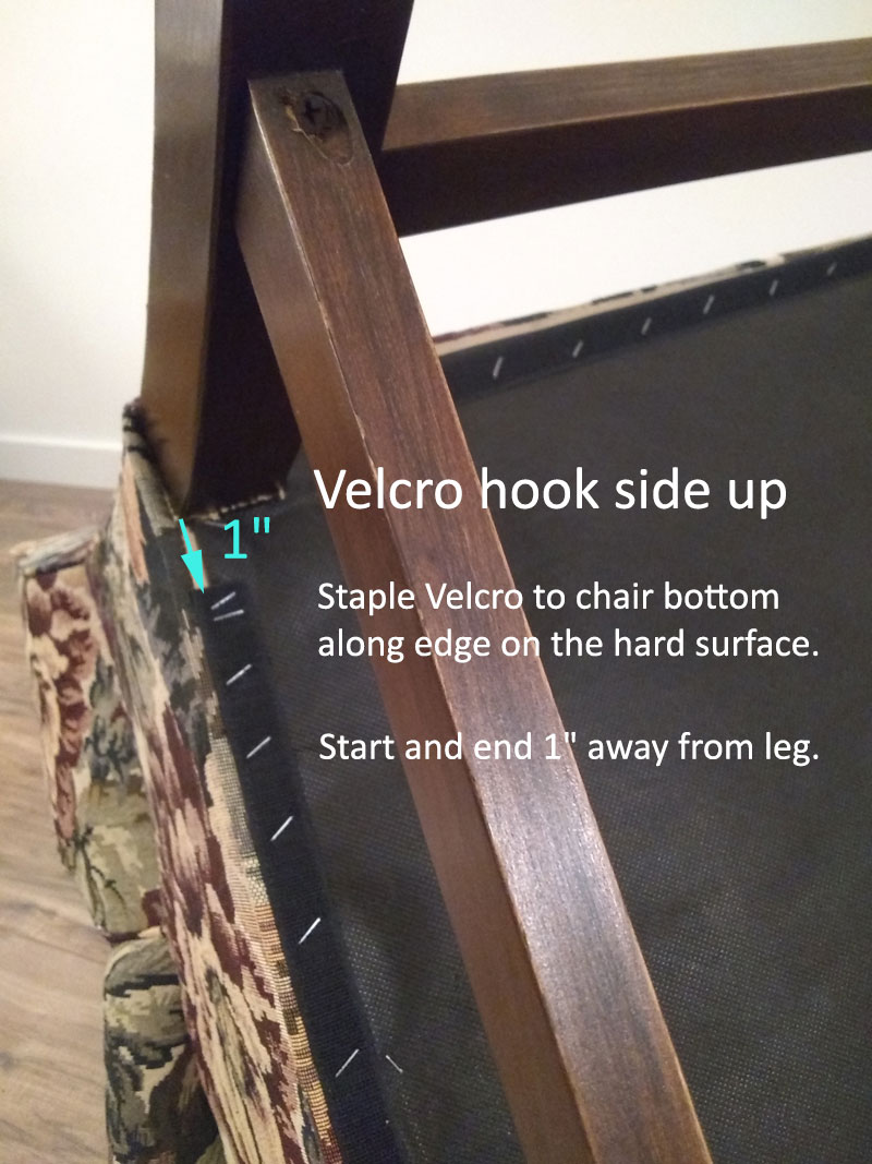 Velcro Stapled to Chair 