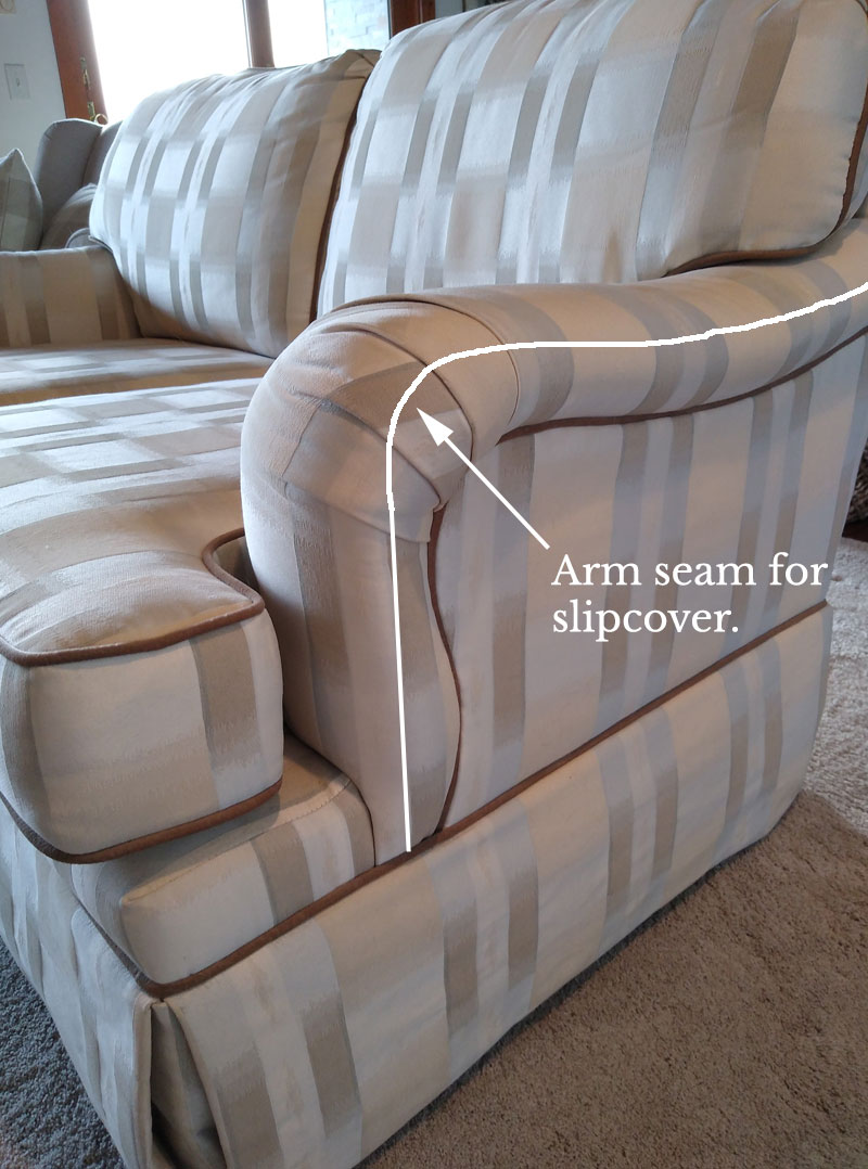 English Rolled Arm Seam Placement 