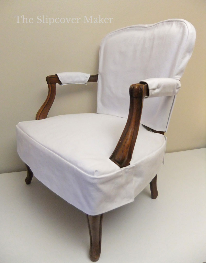 White Denim Slipcover French Chair