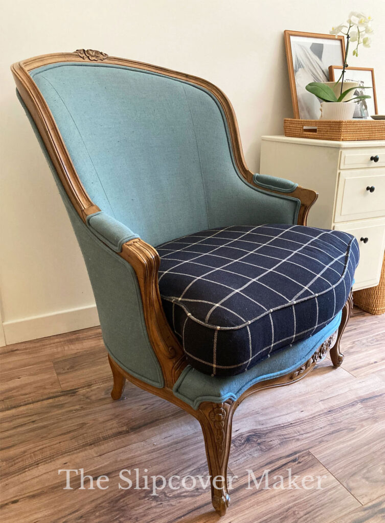 Large French Chair with Exposed Wood Detail