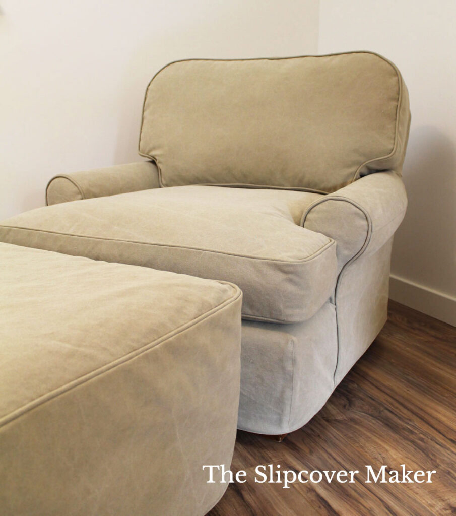 Heavy weight canvas slipcover for boxy ottoman.
