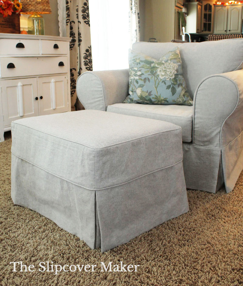 Grey Canvas Chair and Ottoman Slipcover