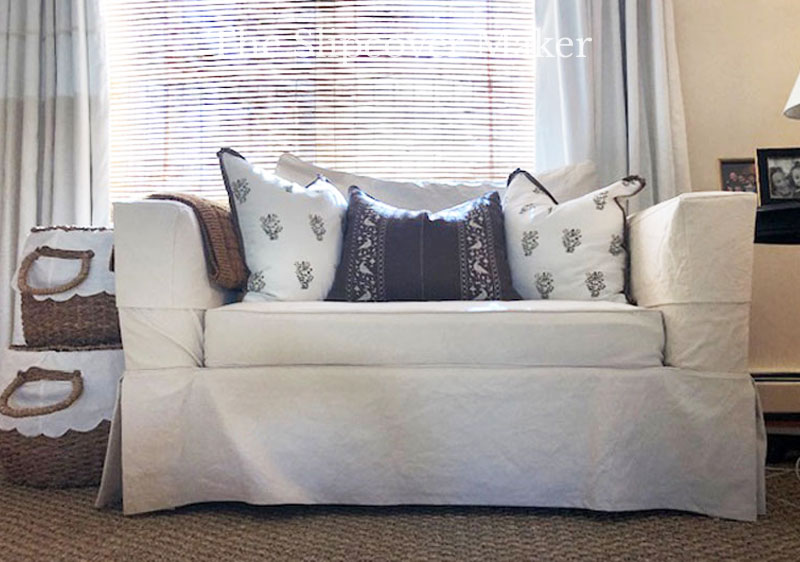 Natural Cotton Canvas Loveseat Slipcover