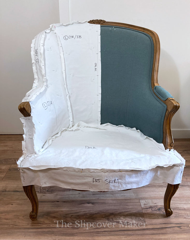 French Chair Slipcover Pattern Fitting