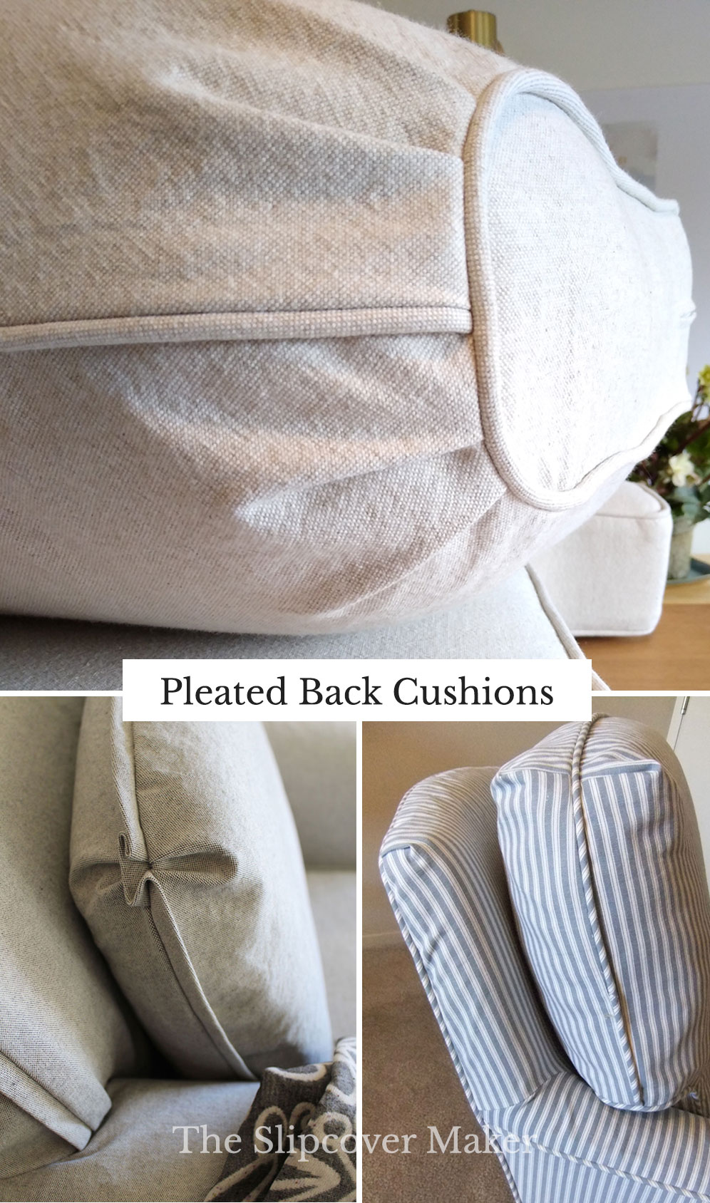 Tucked Corner Curved Back Cushion 7 Thick with Same Fabric Welt and Button