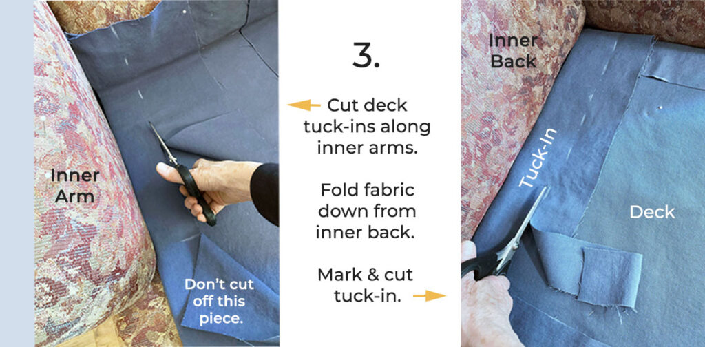 Cut deck tuck in fabric.