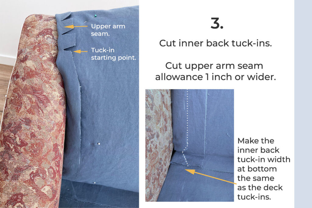 Cut tuck ins on inner back chair.