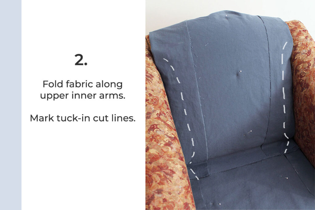 Mark and cut tuck ins on chair inner back.