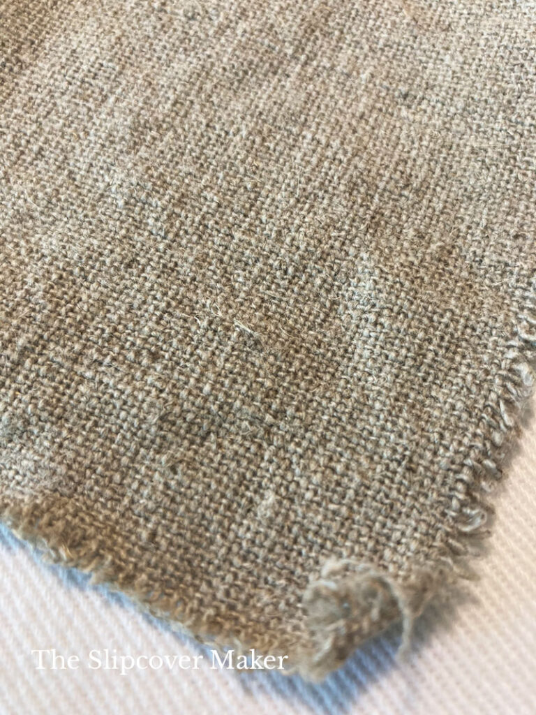 Rustic hemp fabric swatch in color taupe.
