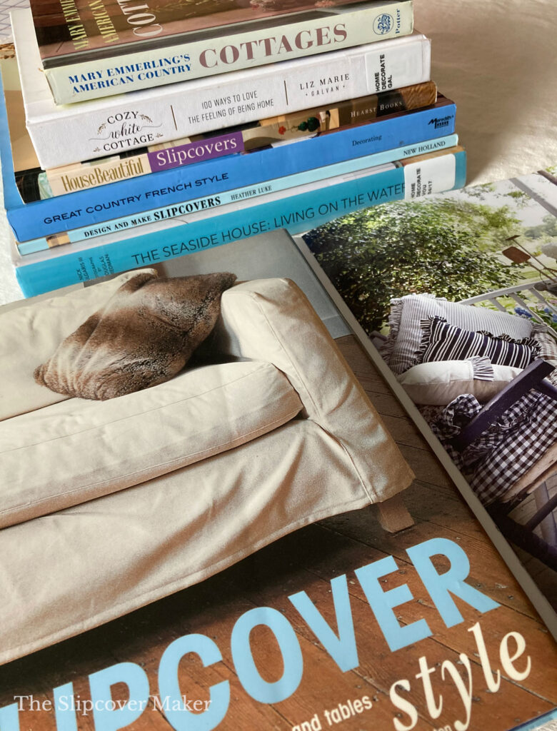 Stack of interior design books.