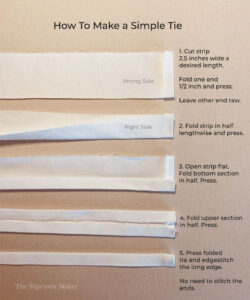 DIY instructions for making a simple tie for a slipcover.