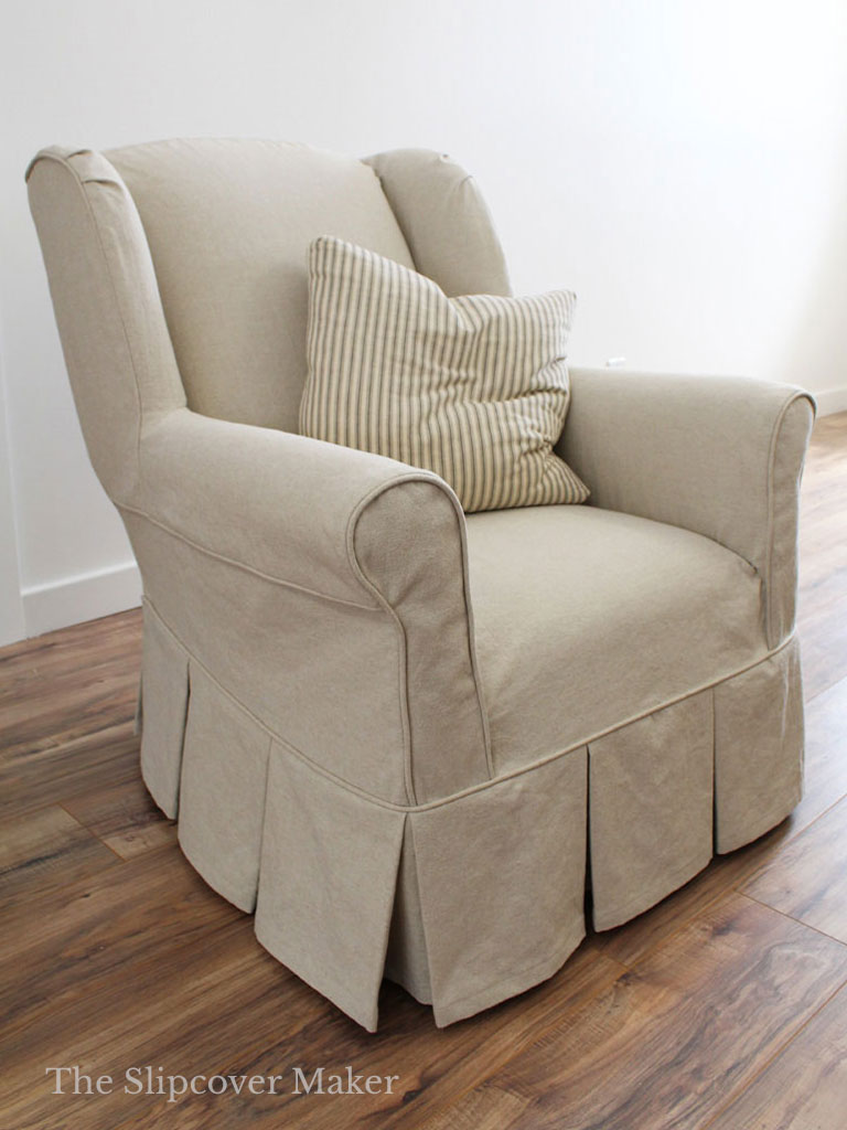 Skirted wingback chair discount slipcover