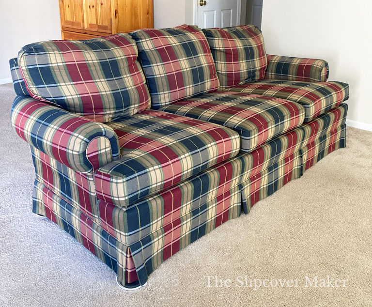 Old plaid Lazy Boy sofa.