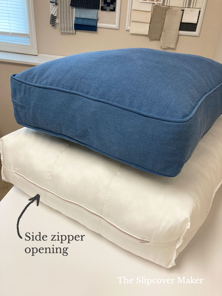 Back cushion insert with zipper opening.