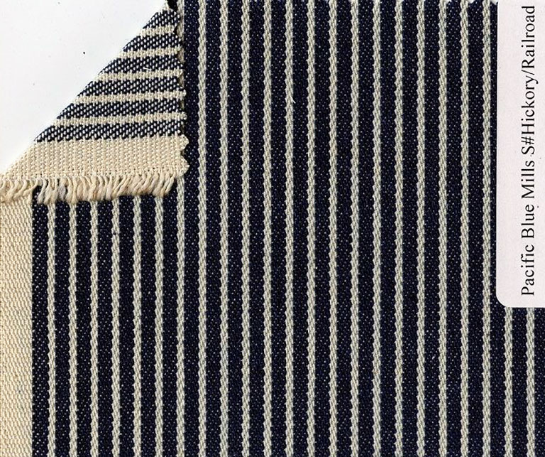 Dark indigo with narrow natural stripe.