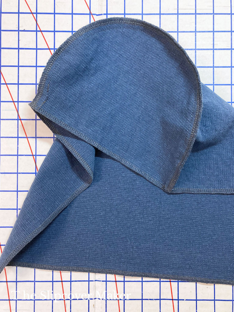 Arm cover inside out with overlocked edges.