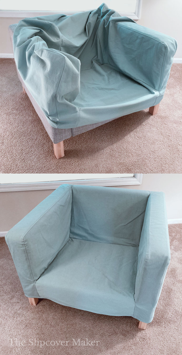 Simple custom slipcover for Ikea Karstad chair.