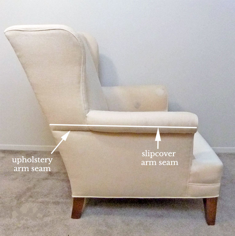 Upholstered wingback chair.